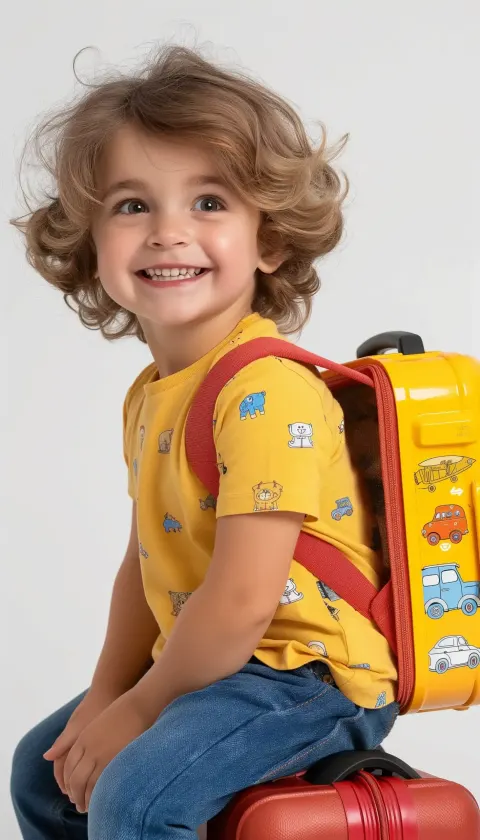 Child Riding Suitcase Raw Style