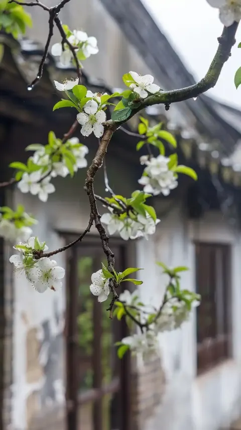 Realistic Huizhou Architecture Flowers