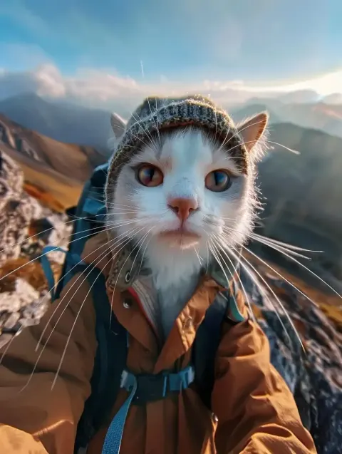 Realistic Munchkin Cat Selfie