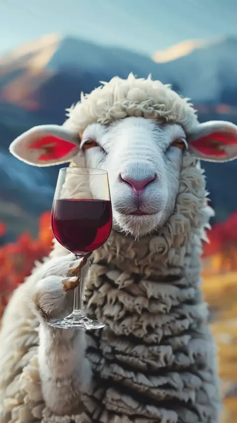 Realistic Sheep with Wine