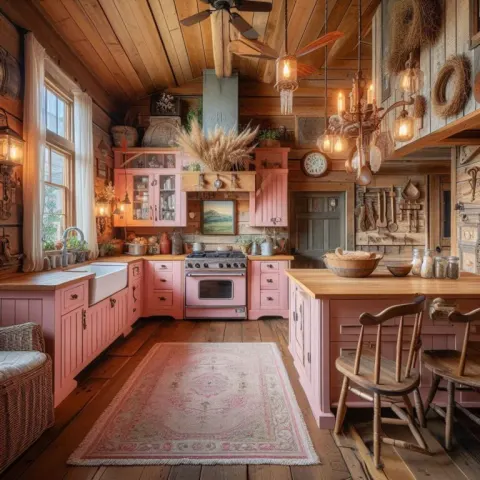 Rustic Pink Cottage Farmhouse Real Estate Photography