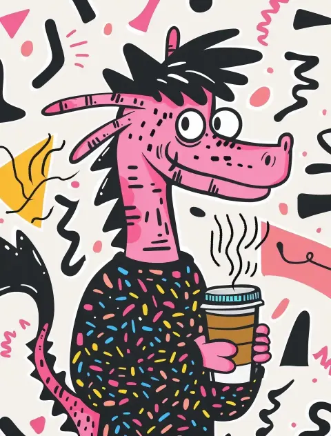 Doodle Dragon Coffee iPhone