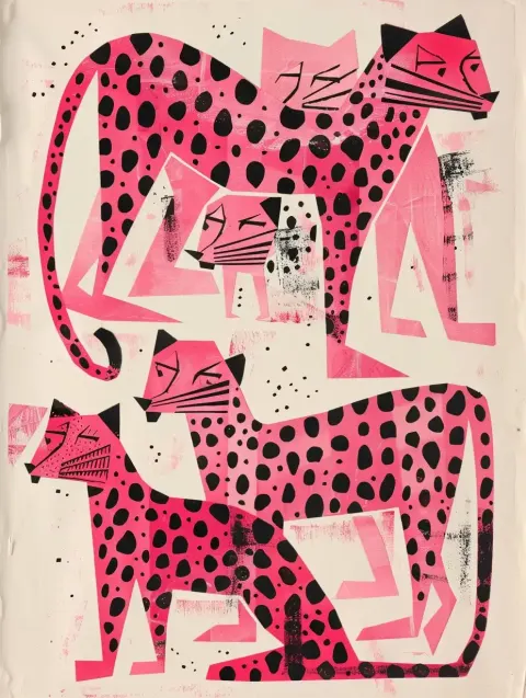 Pink Leopards Cut Paper