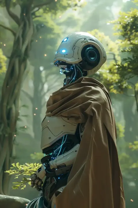 High-Tech Robot in Forest