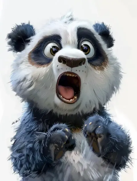Cartoon Panda Staring - Pixar Style