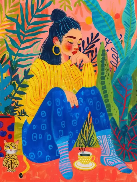 Midcentury Woman in Garden