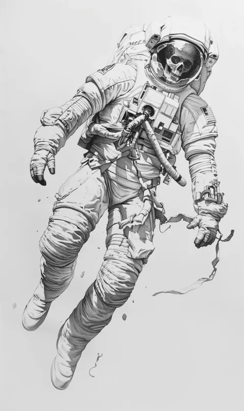 Ink Astronaut Skull Space