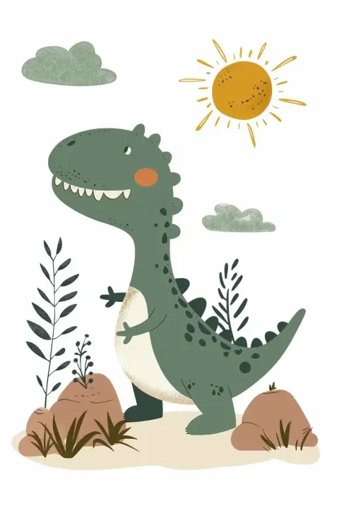 Scandi T-Rex Nursery Print