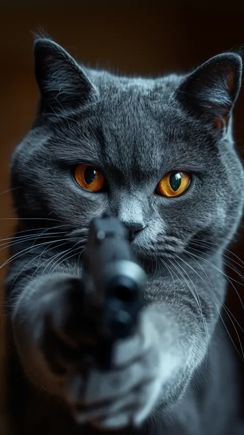 Obese Cat with Pistol