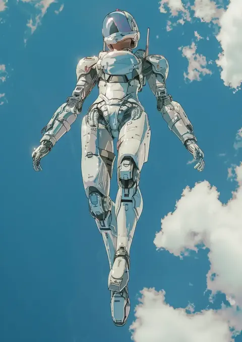 Silver Robot Woman Sky