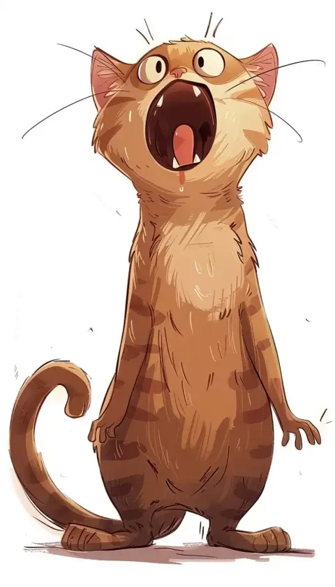 Cartoon Cat Screaming Pose