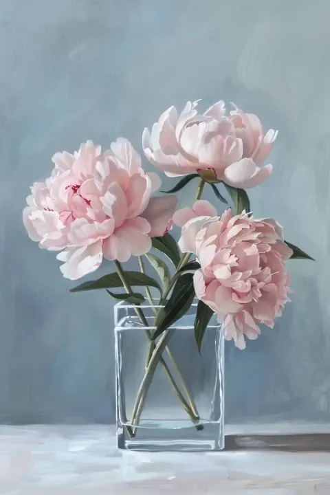 Clean Peonies in Glass