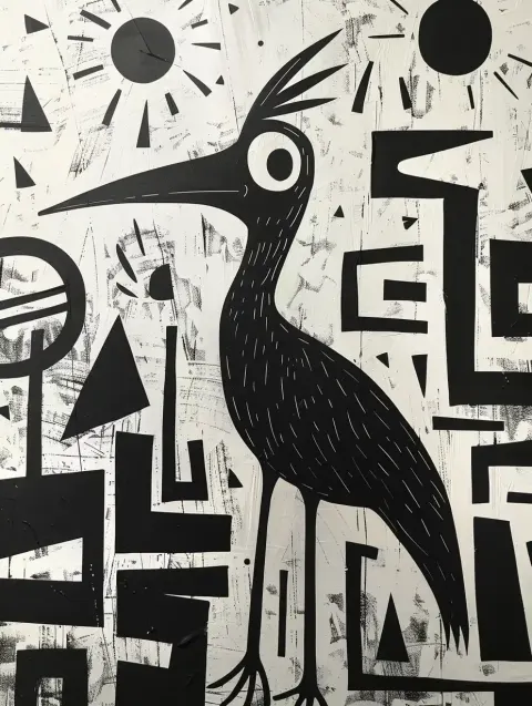 Wetland Birds Doodle Art