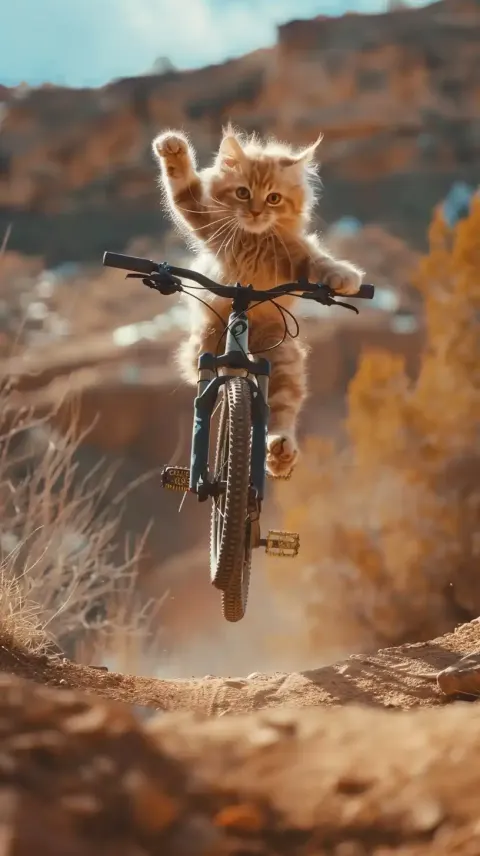 Cinematic Kitten Biker