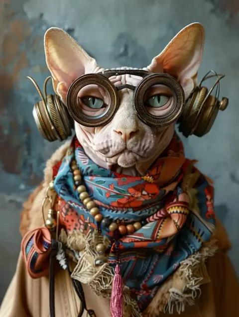 Sphynx Cat Fashion Editorial