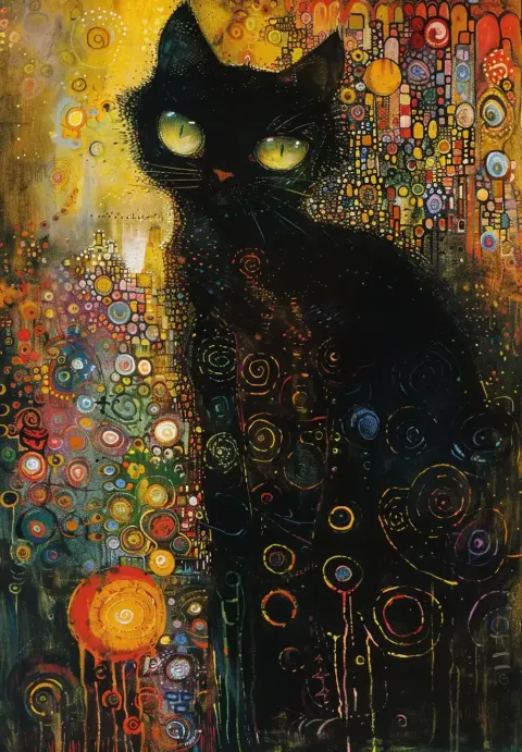 Klimt-Inspired Cat Portrait