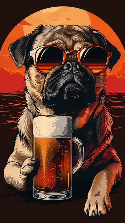 Vector Pug Beach Brew