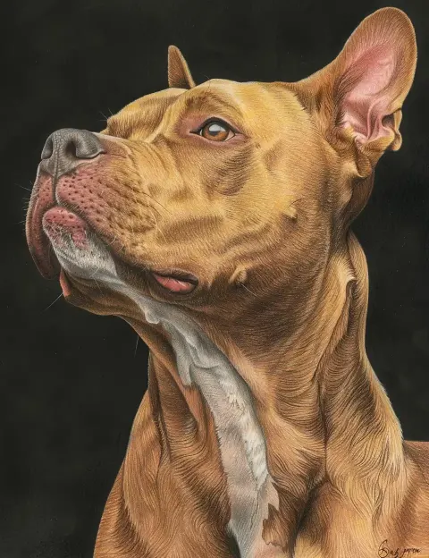 Pitbull Coloring Page Colored Pencil