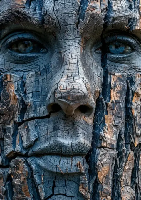 Cinematic Oak Wood Face