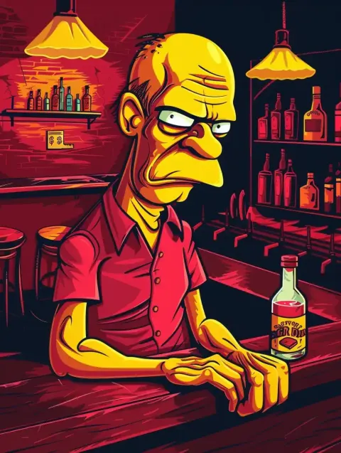Vector Drunk Man at Bar