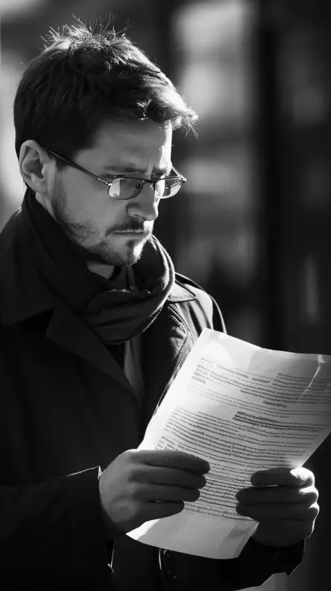 Document-Reading Snowden Portrait