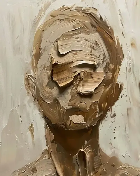 Stoic Faceless Oil Portrait