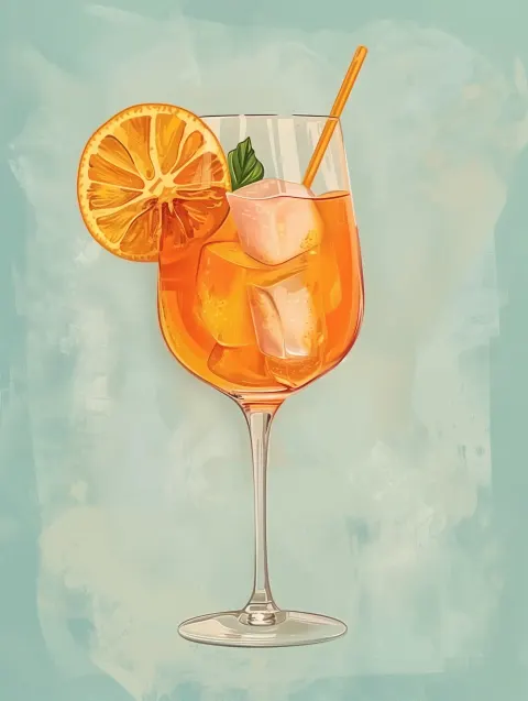 Pastel Aperol Spritz Illustration