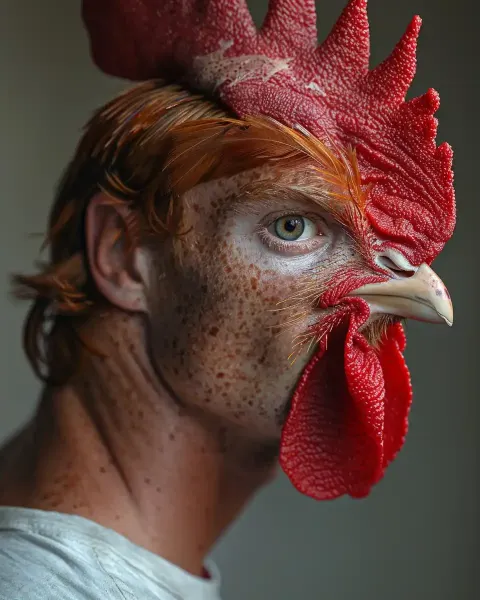 Hybrid Rooster Man Portrait