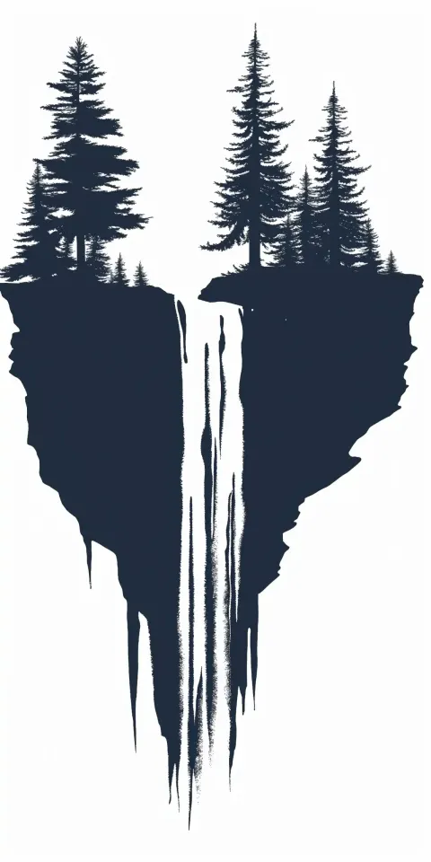 Minimalist Pine Waterfall Logo