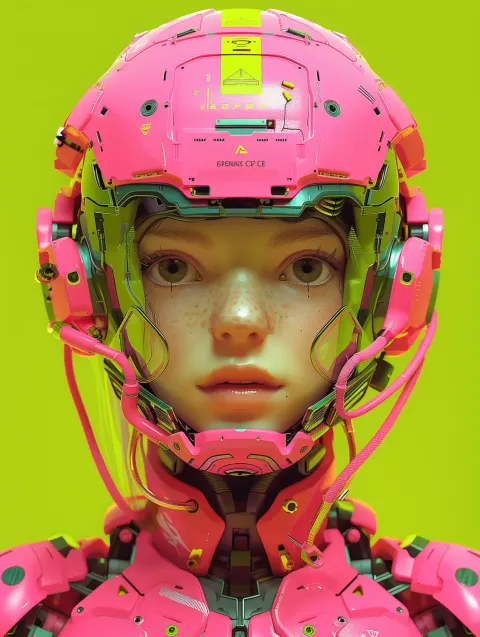 Neon Cyberpunk Robot Girl