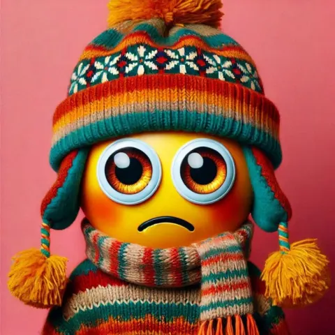 Winter Hat Funky Sad Emoji Google Eyes