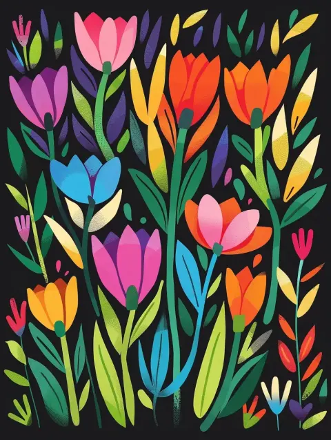 Folk Art Tulips Matisse Cutouts