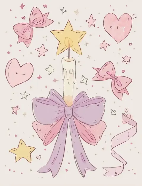 Pastel Magic Candle Illustration