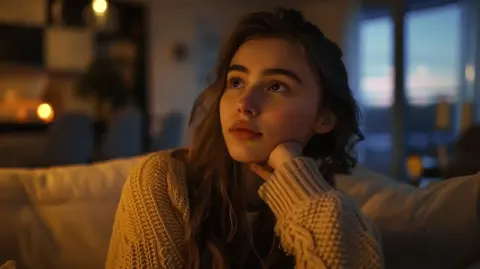 Contemplative Woman in Modern Setting