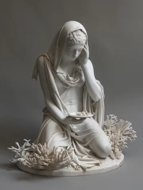 Marble Greek Woman with Coral