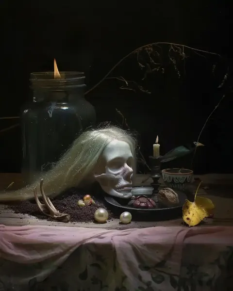 Realistic Albino Girl Still Life
