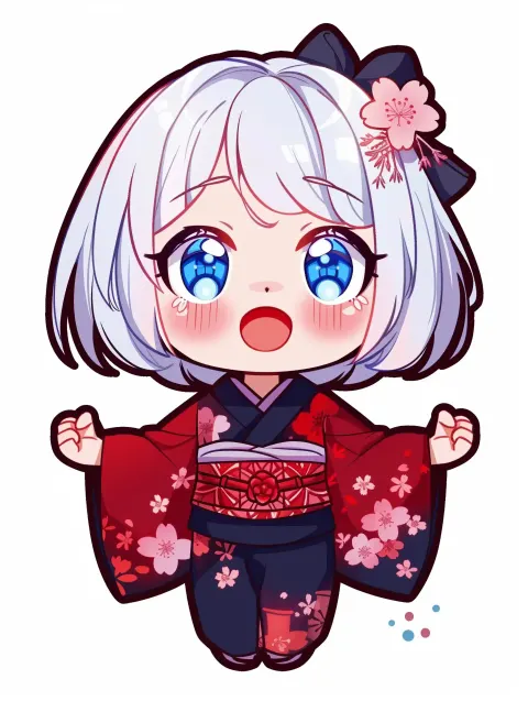 Chibi Anime Girl Kimono