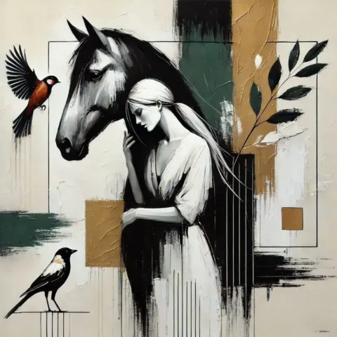 Modern Portrait with Horse and Woman