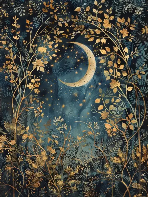 Golden Moonlit Forest