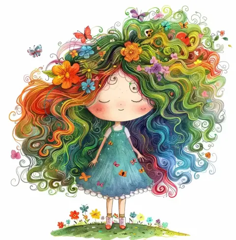 Colorful Girl with Wild Hair