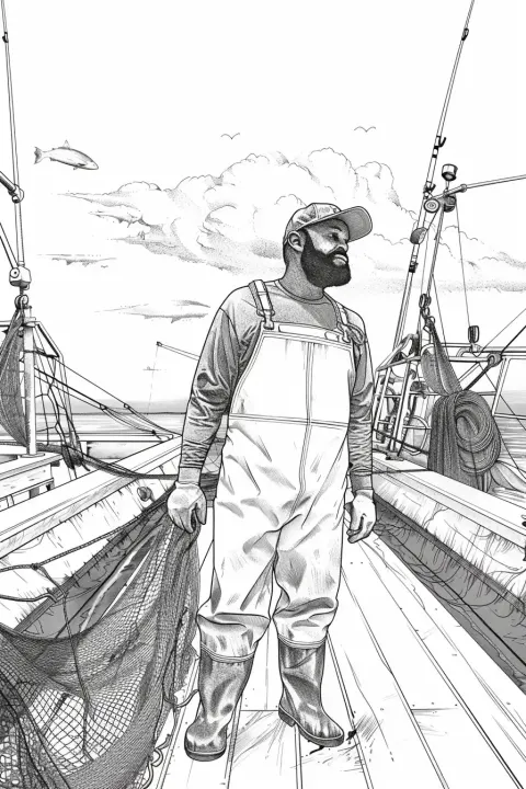 Black Fisherman at Fishing Farm