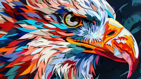 Colorful Papercut Eagle Portrait