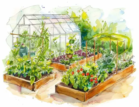 Watercolor Companion Planting Design