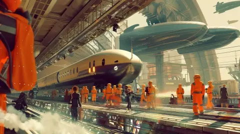 Futuristic Train Station Scene