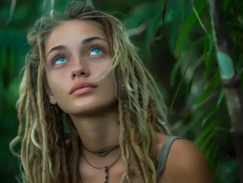 Blonde Dreadlocks Rainforest Portrait