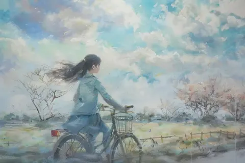 Pastel Chinese Cyclist