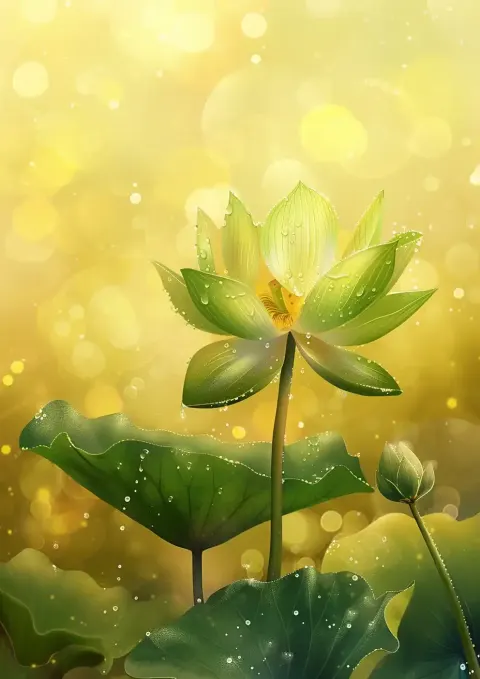 Realistic Lotus with Drops