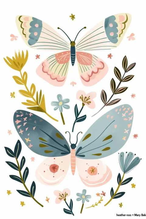 Floral Butterfly Duo