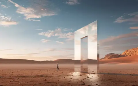 Surreal Door in Desert