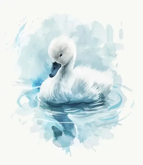 Watercolor Baby Swan Lake